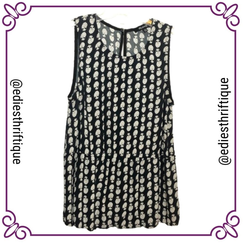 Madewell Bloomstamp Sleeveless Black & White Floral Tank Top Size XXS